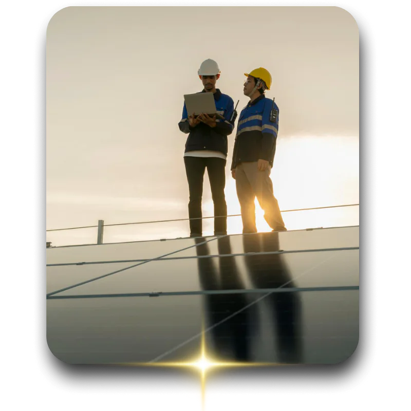 Equipe técnica da LOVO Energia em uma usina solar